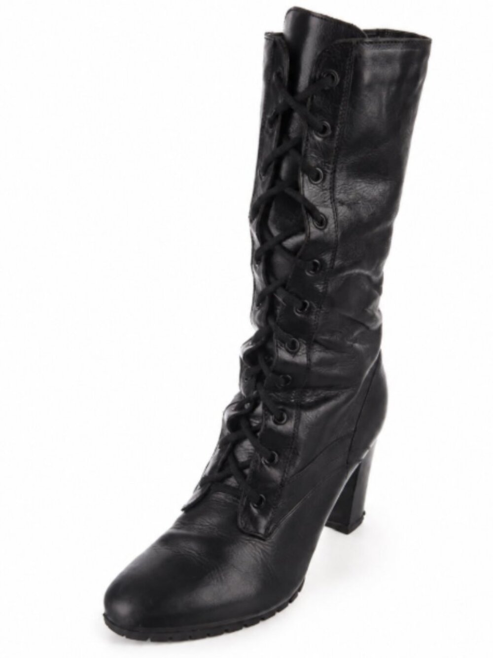 Burberry Womens Lace Up Boots Size 10 Black Leather Old Money Equestrian